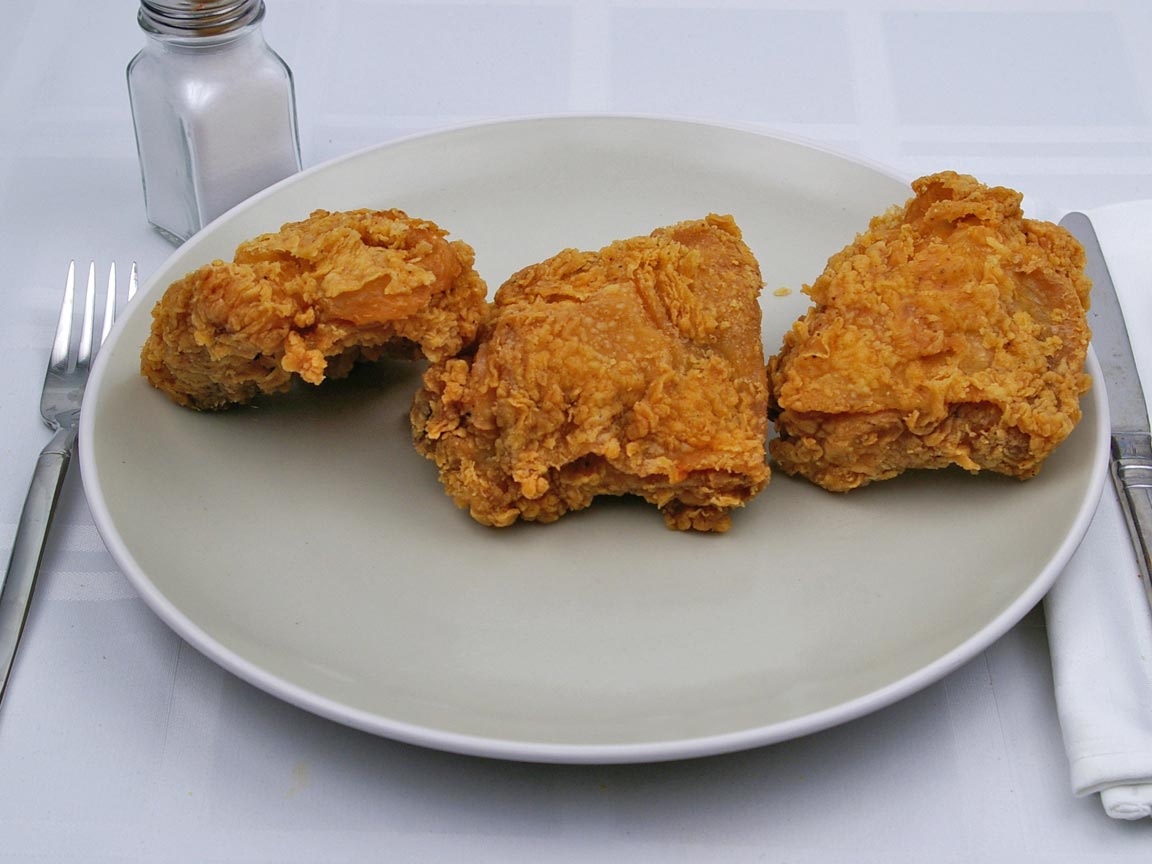 Calories in 3 thigh(s) of Kentucky Fried Chicken - Thigh - Extra Crispy