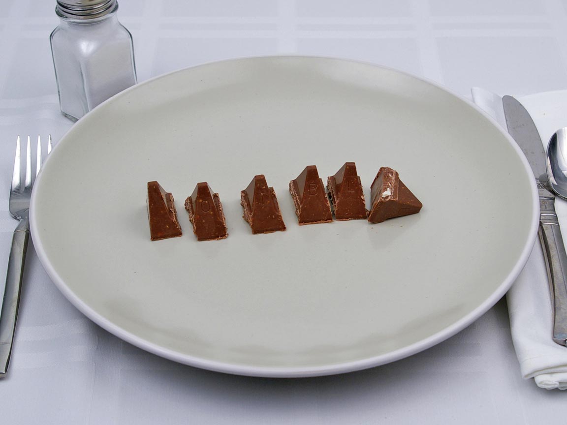 Calories in 6 piece(s) of Toblerone