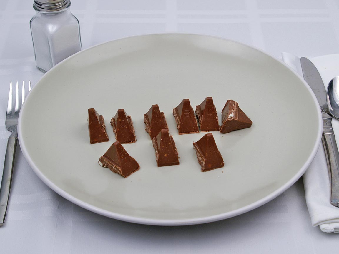 Calories in 9 piece(s) of Toblerone