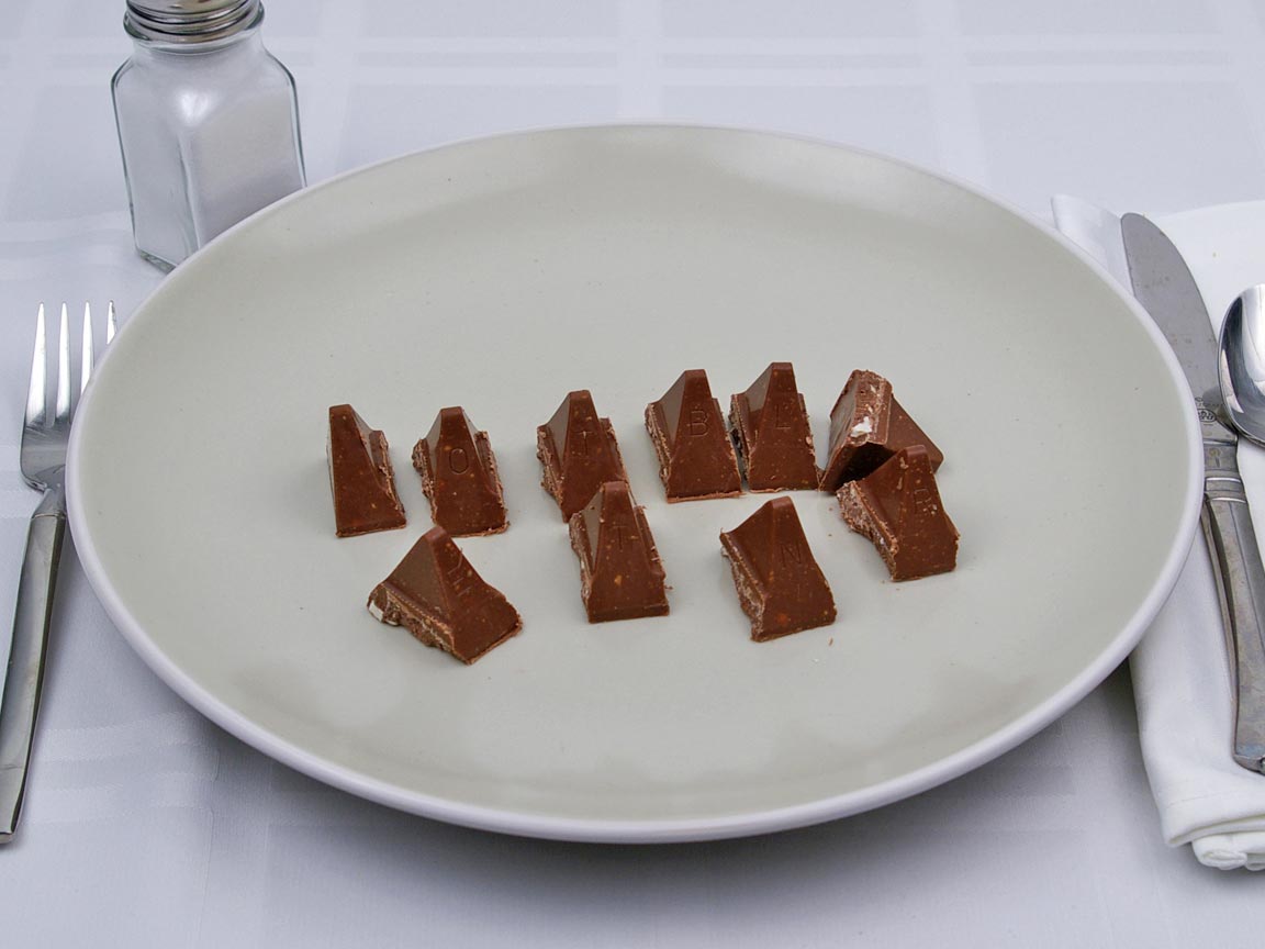 Calories in 10 piece(s) of Toblerone
