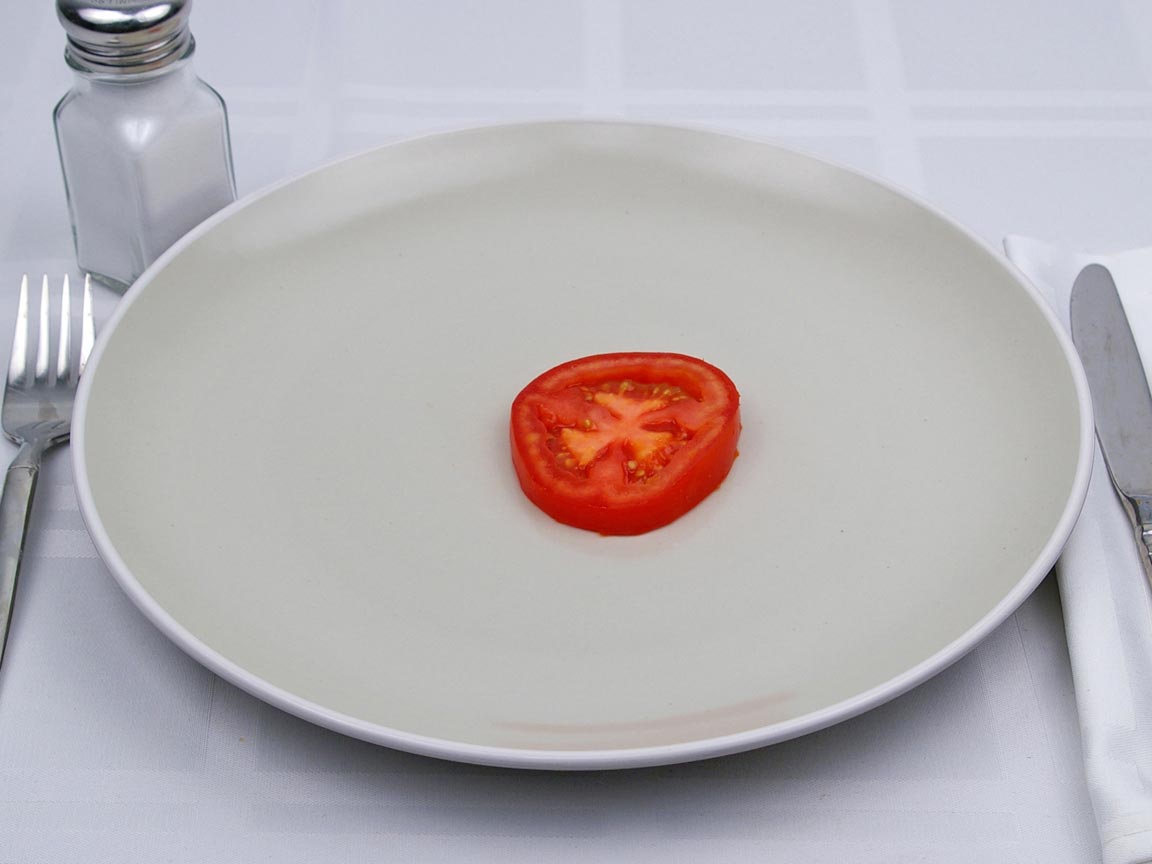 Calories in 28 grams of Tomatoes - Sliced 