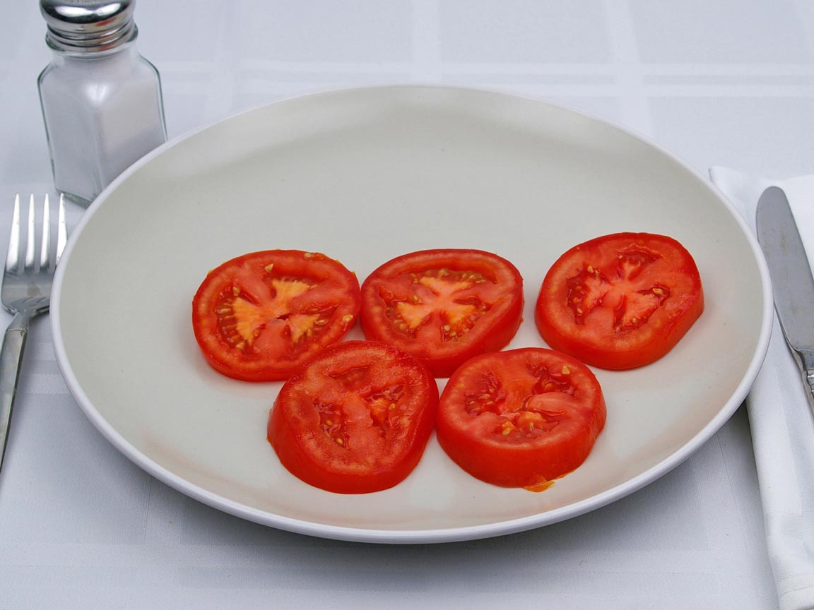 Calories in 141 grams of Tomatoes - Sliced 