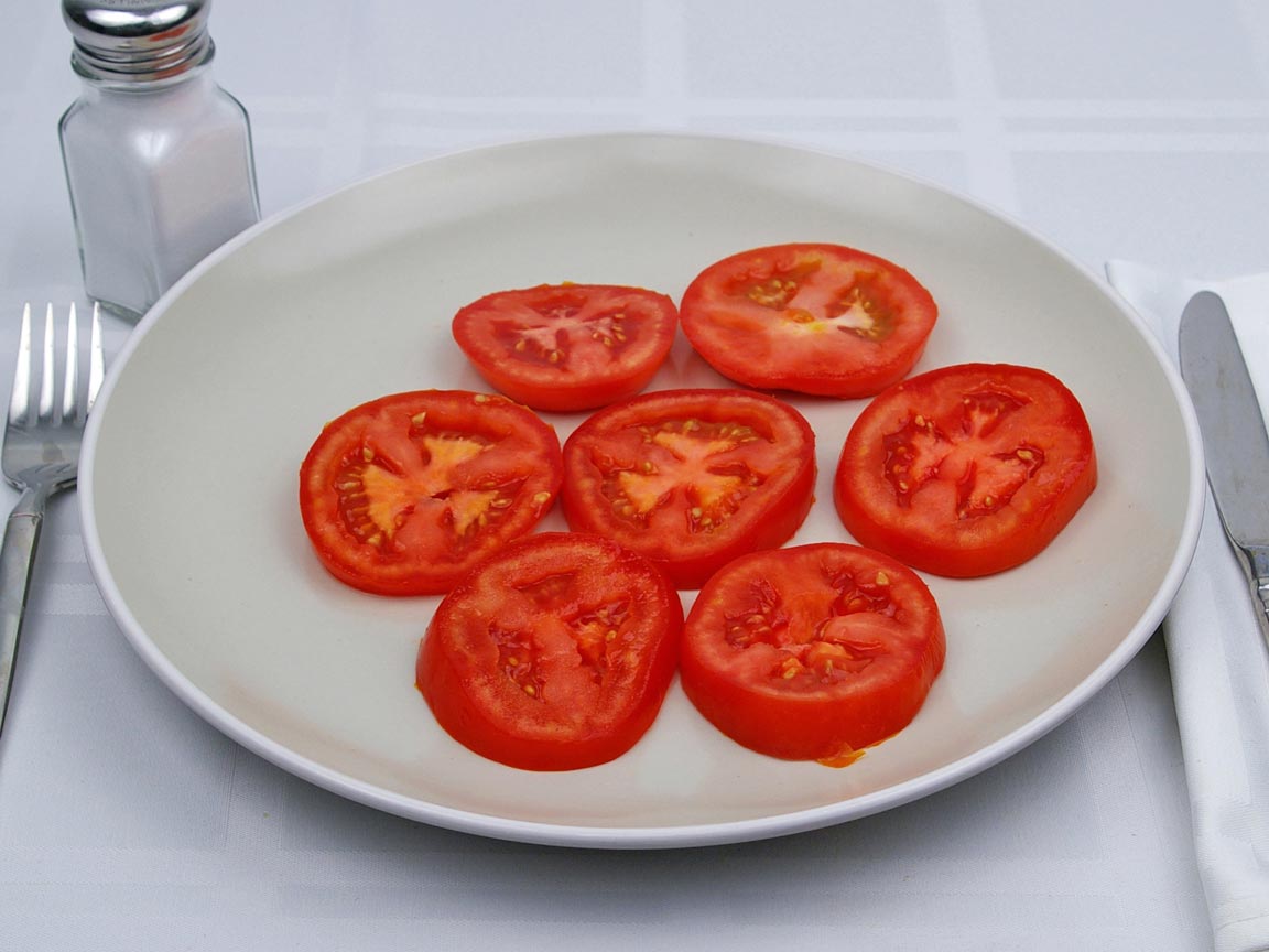 Calories in 198 grams of Tomatoes - Sliced 