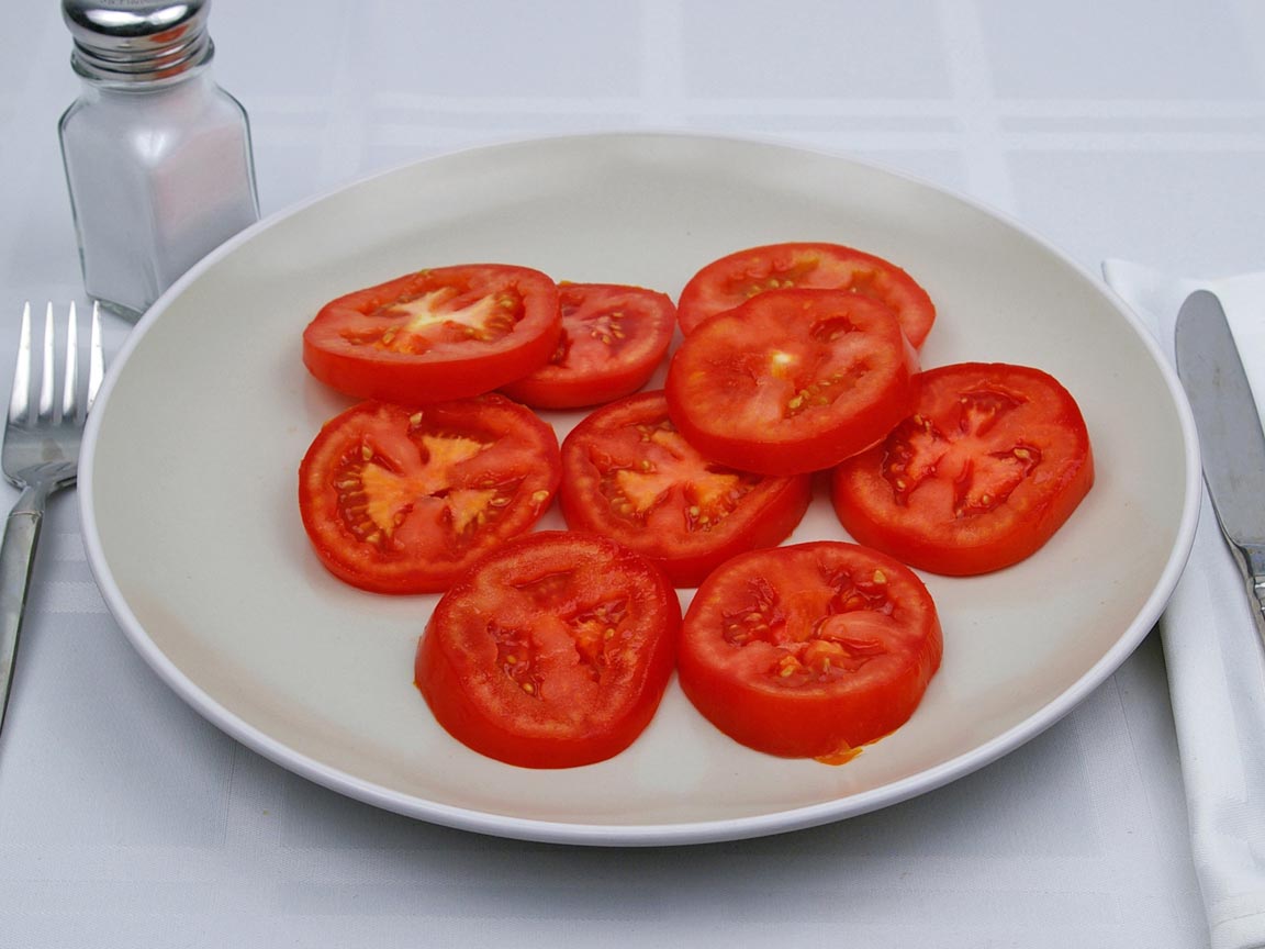 Calories in 255 grams of Tomatoes - Sliced 