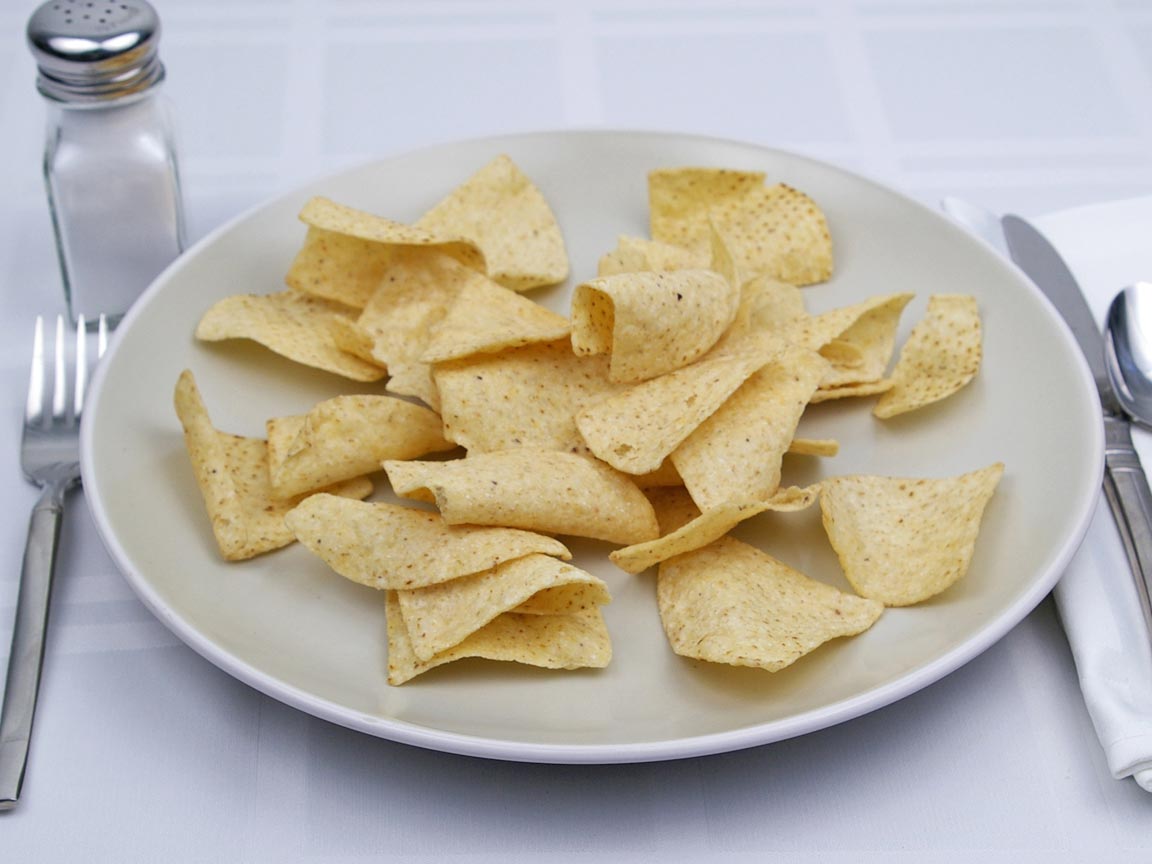 Calories in 63 grams of White Corn Tortilla Chips