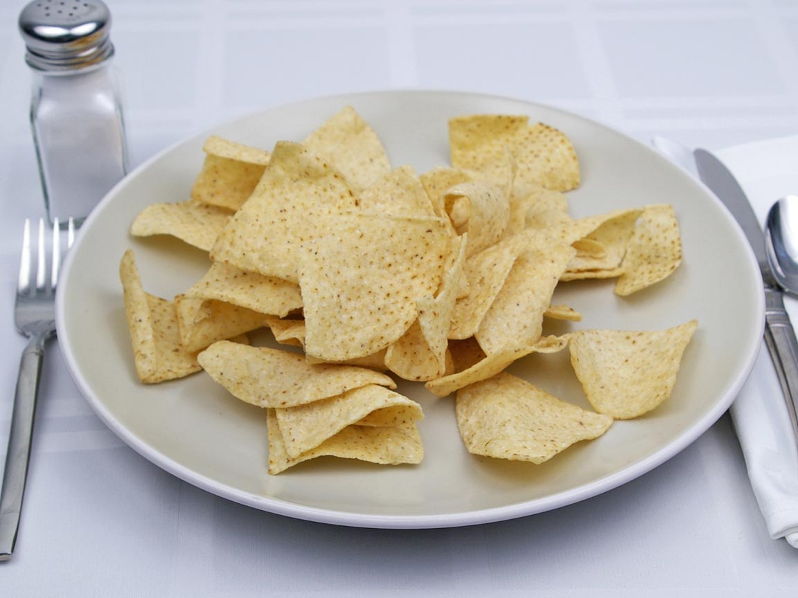 Calories in 77 grams of White Corn Tortilla Chips