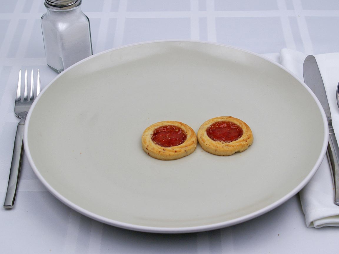 Calories in 2 cookie(s) of Thumbprint Cookie - Strawberry