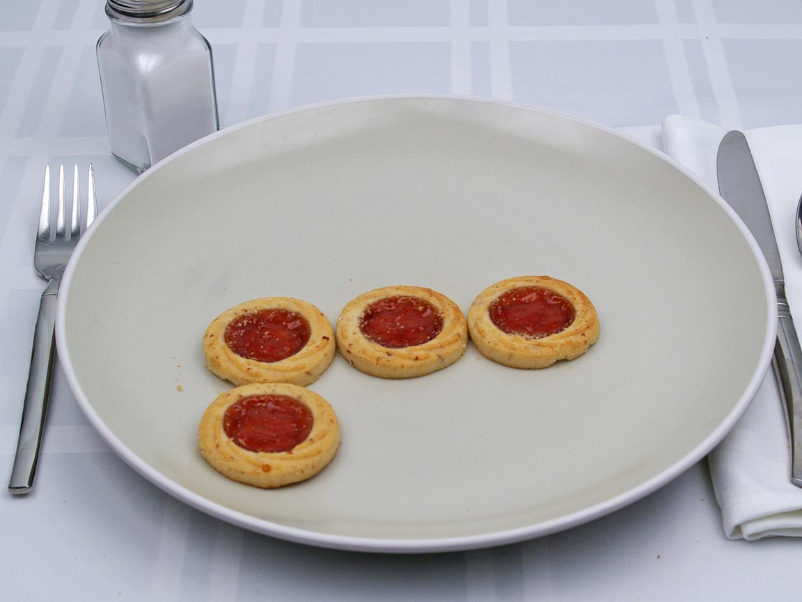 Calories in 4 cookie(s) of Thumbprint Cookie - Strawberry