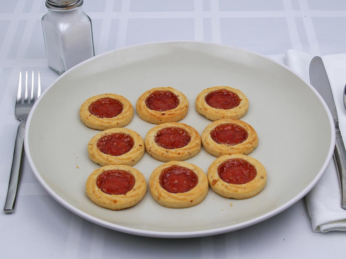 Calories in 9 cookie(s) of Thumbprint Cookie - Strawberry