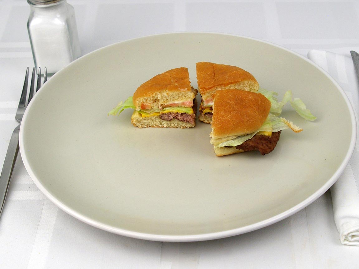 Calories in 0.75 burger(s) of Wendy's Jr. Bacon Cheeseburger