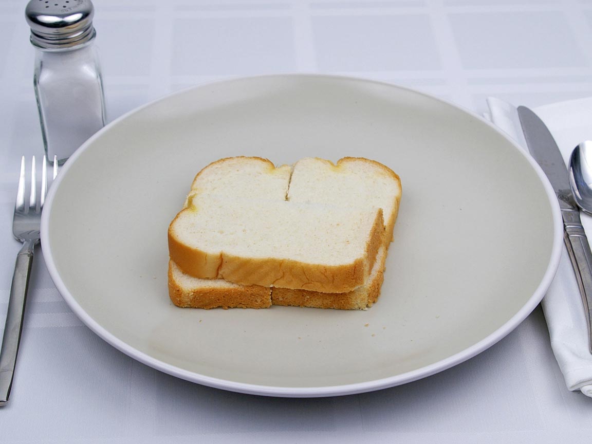 Calories in 1.5 slice(s) of White Bread - Avg