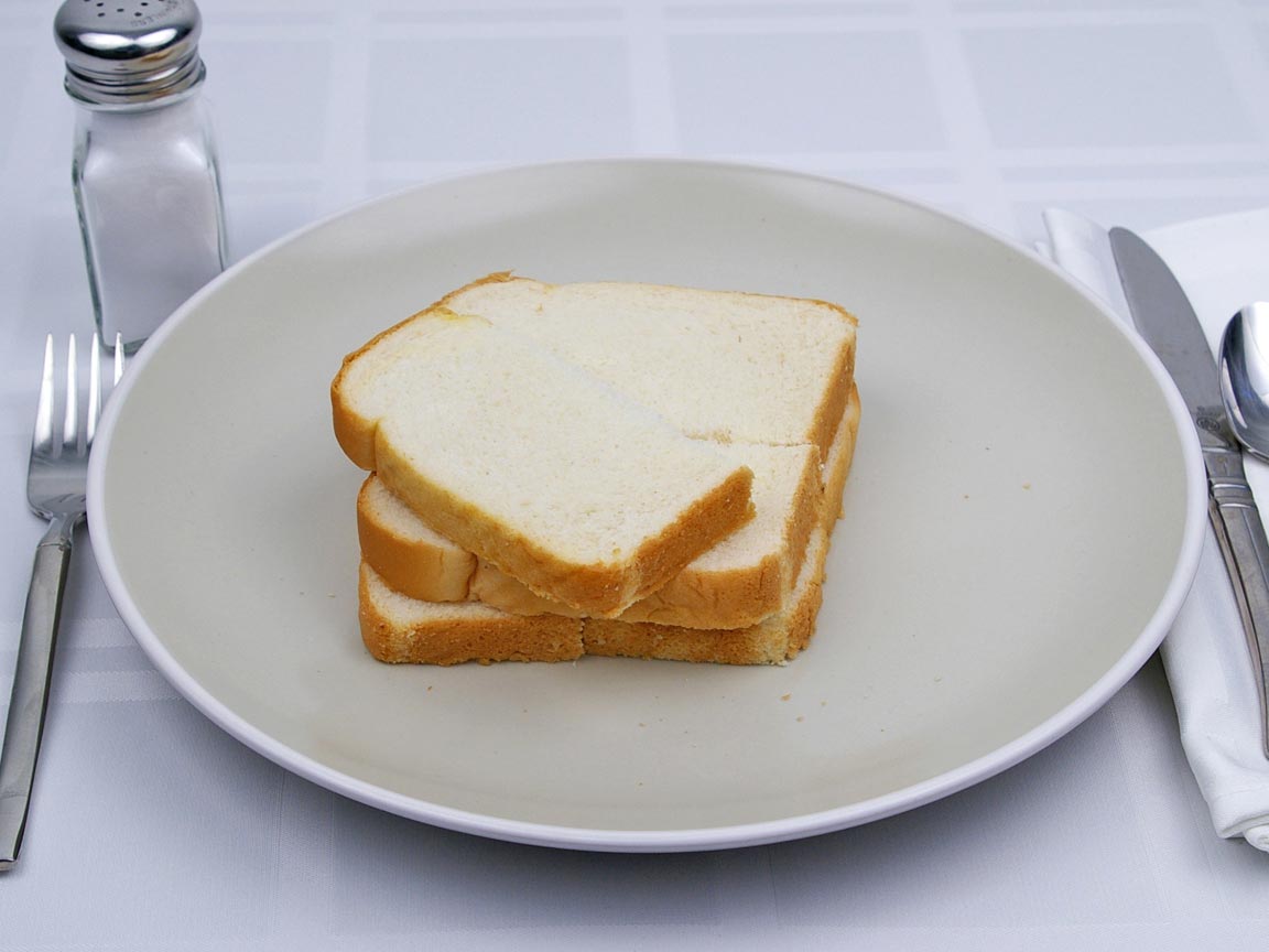 Calories in 2.5 slice(s) of White Bread - Avg