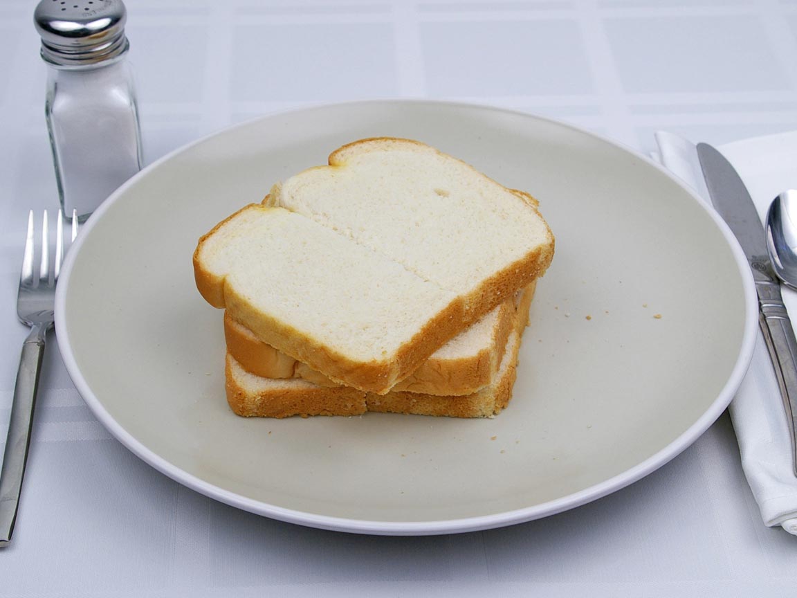 Calories in 3 slice(s) of White Bread - Avg