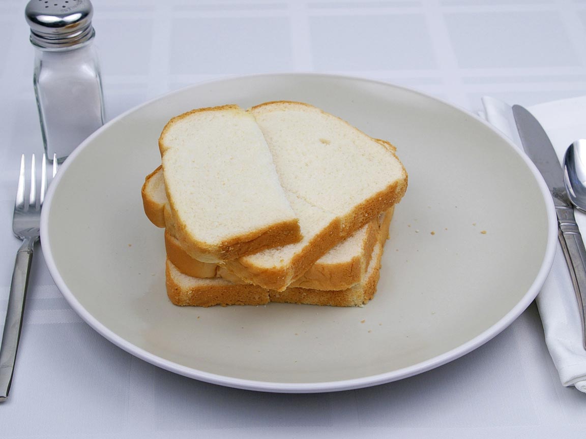 Calories in 3.5 slice(s) of White Bread - Avg
