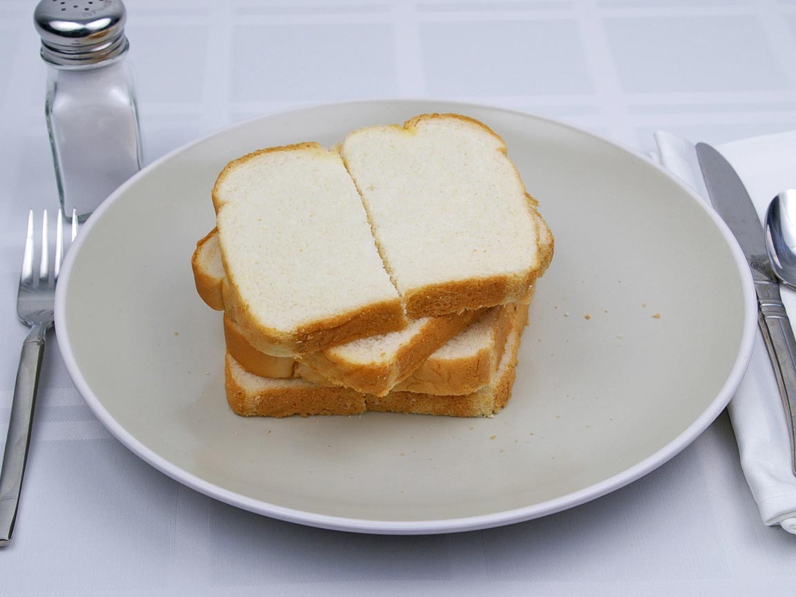 Calories in 4 slice(s) of White Bread - Avg