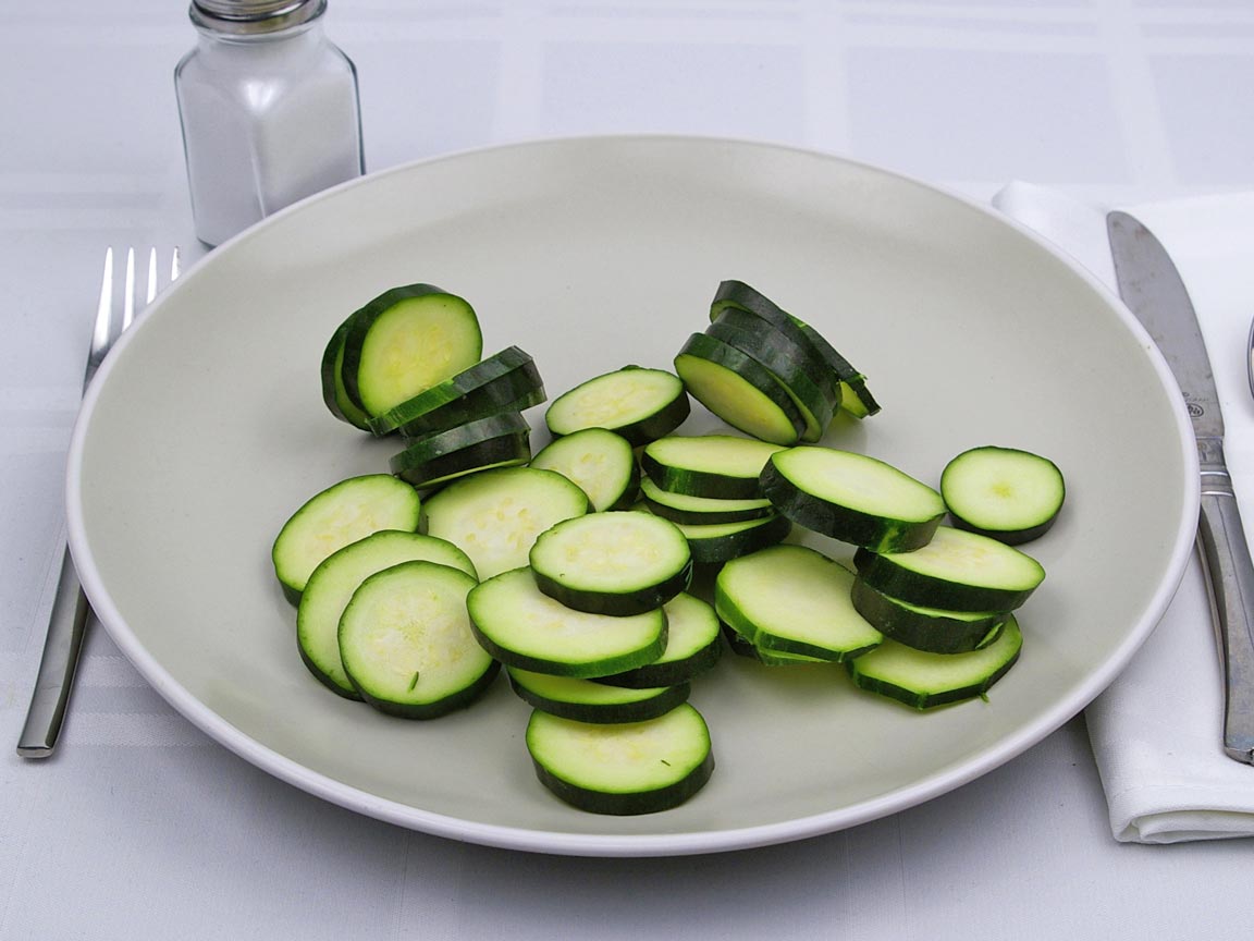 Calories in 1.5 cup of Zucchini - Courgette - Fresh